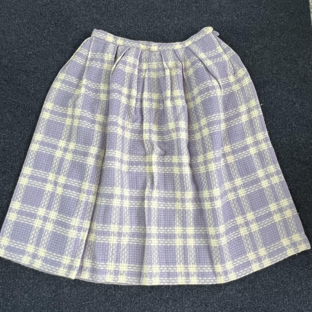 Vintage Jantzen Skirt Womens‎ Small Purple Plaid Tweed Pleated Midi Made USA